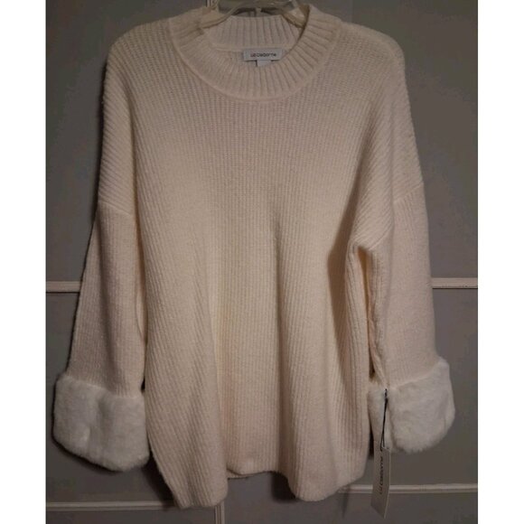 Liz Claiborne Crema Size XL Sweater w/Faux Fur Cuffs NWT - Picture 1 of 12